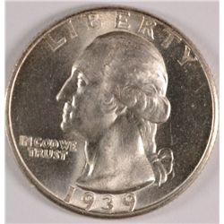 1939-D WASHINGTON QUARTER, MS-65 GEM ORIGINAL!