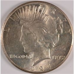1924-S PEACE SILVER DOLLAR, MS-63+ ORIGINAL AND NICE!