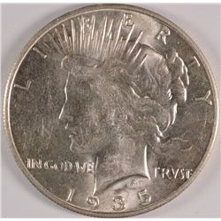 1935-S PEACE SILVER DOLLAR, MS-63 BLAST WHITE! SEMI-KEY
