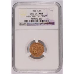 1926 $2.50 LIBERTY GOLD, NGC UNC. ( cleaned ) IT'S MS-62