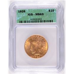 1926 $ 10.00 INDIAN GOLD, ICG MS-63  NICE
