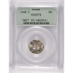1940-S Mercury Dime PCGS MS 65 Full Bands, Green Label, Cherry