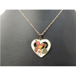 BEAUTIFUL GOLD TONE WOMANS HEART NECKLACE