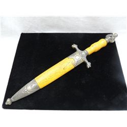 FANTASY DAGGER WAVY BLADE WOODEN HANDLE SHEATH
