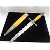 Image 2 : FANTASY DAGGER WAVY BLADE WOODEN HANDLE SHEATH