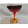 Image 1 : LOT 2 MATCHING VINTAGE AMBERINA VASE & COMPOTE