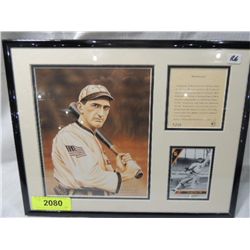 FRAMED BASEBALL LITHOGRAPH SHOELESS JOE JACKSON