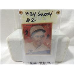 1934 GOUDEY #2 BASEBALL CARD MICKEY COCHRANE