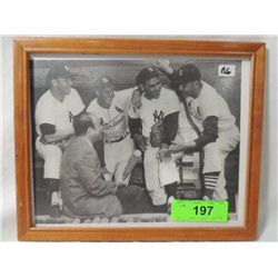 FRAMED PHOTO MANTLE, MUSIAL, BERRA, BOYER. 8X10