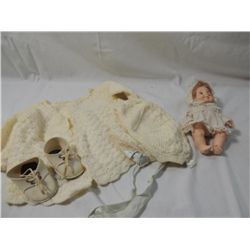 LOT VINTAGE DOLL & SWEATER SET