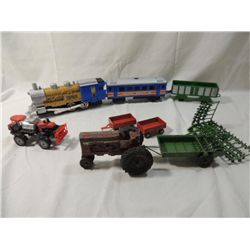 LOT 9 TOY TRACKERS, TRAIN, FARM EQUIPMENT