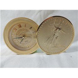 BULOVA WALKING LIBERTY GOLD ALARM CLOCK