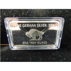 GERMAN SILVER 1 TROY OUNCE BISON BAR.