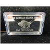 Image 1 : GERMAN SILVER 1 TROY OUNCE BISON BAR.