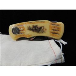 NEW FOLDING POCKETKNIFE KNIFE LOCKBACK WOLVES