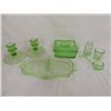Image 1 : LOT 7 VASELINE GLASS CANDLE STICKS TRAY BOX