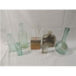 LOT 7 VINTAGE ANTIQUE BOTTLES MEDICINE