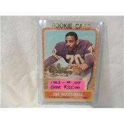 1963 TOPPS JIM MARSHALL ROOKIE FOOTBALL CARD