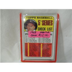 1969 TOPPS BASEBALL 5TH SERIES CHECK LIST CARD