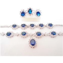 18K WHITE GOLD PLATED 4 PC NECKLACE, RING & MORE SET