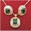 Image 1 : 24K GOLD PLATED GREEN TOPAZ NECKLACE & EARRINGS SET