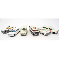 LOT OF 6 VINTAGE MATCHBOX TOY CARS AMBULANCE & POLICE