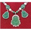 Image 1 : 18K GOLD PLATED JADE BUDDHA PEARL NECKLACE EARRING SET