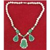 Image 2 : 18K GOLD PLATED JADE BUDDHA PEARL NECKLACE EARRING SET