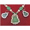 Image 3 : 18K GOLD PLATED JADE BUDDHA PEARL NECKLACE EARRING SET