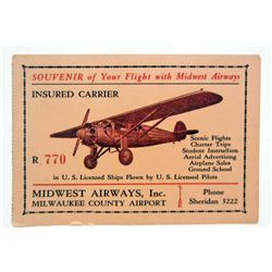 VINTAGE "SOUVENIR OF YOUR FLIGHT W/ MIDWEST AIRWAYS"