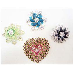 LOT OF 4 COSTUME JEWELRY BROOCHES