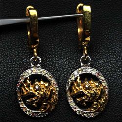 14K GOLD OVER STERLING SILVER SAPPHIRE EARRINGS