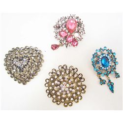 LOT OF 4 COSTUME JEWELRY BROOCHES