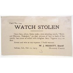 1915 WANTED POSTER POSTCARD