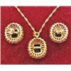 Image 2 : 24K GOLD PLATED BLUE TOPAZ NECKLACE & EARRINGS SET