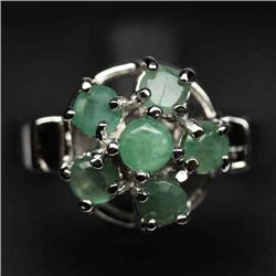 WHITE GOLD OVER STERLING SILVER EMERALD RING
