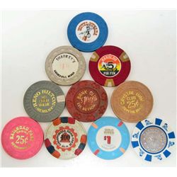 LOT OF 10 VINTAGE POKER CHIPS FROM NEVADA