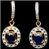 Image 1 : PAIR OF GOLD OVER STERLING EARRINGS W/ SAPPHIRE & GEMS
