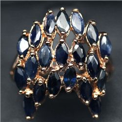 ROSE GOLD OVER STERLING SILVER SAPPHIRE RING SIZE 7.75
