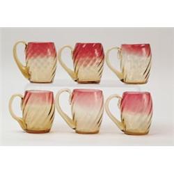 SET OF SIX AMBERINA MUGS. 