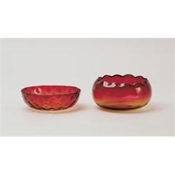 LOT OF TWO AMBERINA BOWLS.  