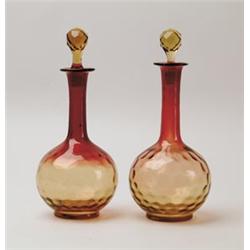 LOT OF TWO AMBERINA DECANTERS.
