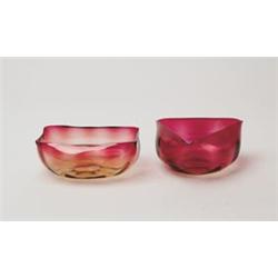 TWO AMBERINA FINGERBOWLS. 