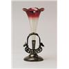 Image 1 : AMBERINA LILY VASE IN SILVERPLATE HOLDER. 