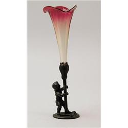AMBERINA TRUMPET IN METAL HOLDER. 