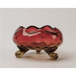 AMBERINA FOOTED BOWL.  