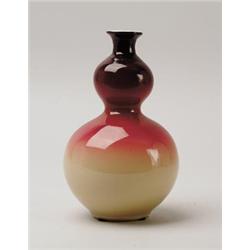 WHEELING PEACH BLOW DOUBLE GOURD VASE.  