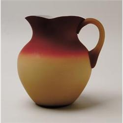 WHEELING PEACH BLOW WATER PITCHER. 