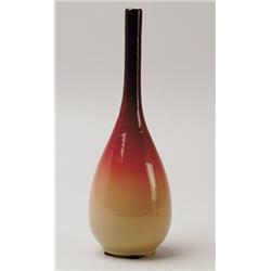 WHEELING PEACH BLOW STICK VASE.  