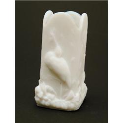 MILK GLASS STORK VASE.  